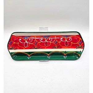 El Poyeton Handpainted Art Pottery From Spain Christmas Colors Serving Dish